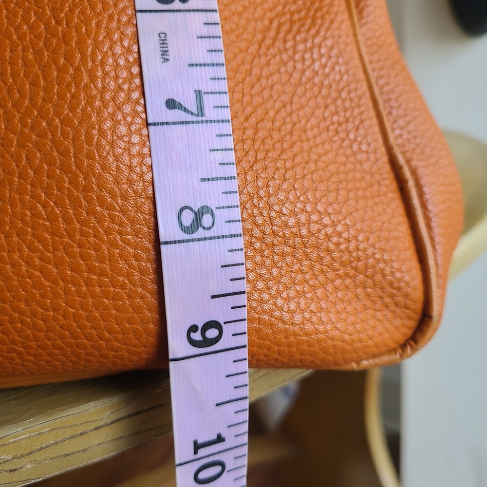 Valentina Italian Orange Pebbled Leather Shoulder Bag Classic Quiet Luxury Boho - Picture 13 of 15